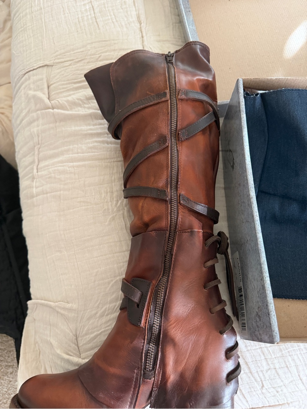 Freebird by Steven Brown Leather Strappy Knee Boots -Cassius - Picture 6 of 6